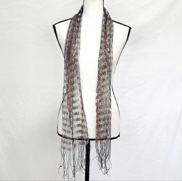 Accessories - Rainbow Colorful Mix Lightweight Tasseled Scarf